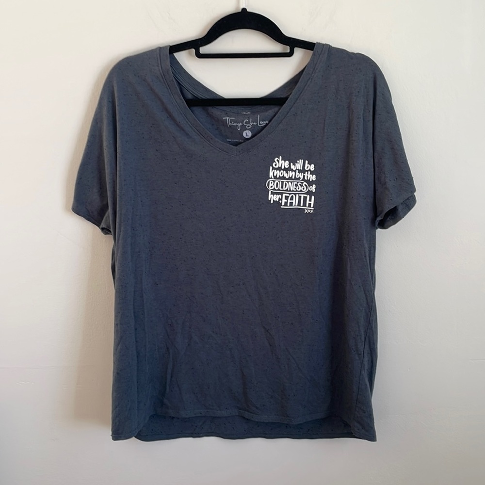 “She Will Be Known By The Boldness of Her Faith” Graphic Religious Shirt L
